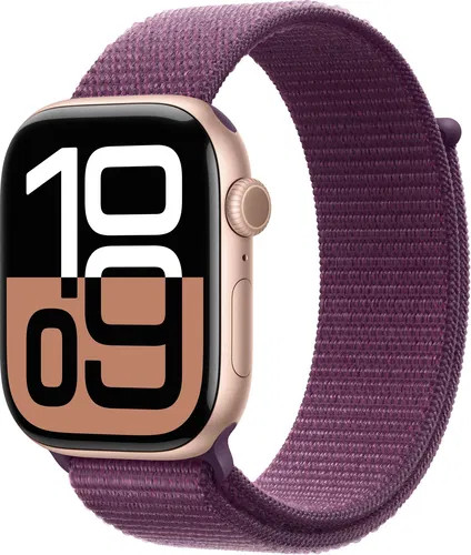 Apple Watch Series 10 GPS 46mm Rose Gold Aluminium Case with Sport Loop - Plum