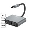 XO 4in1 Type-C to HDMI/VGA/USB3.0/adatkábel, Ezüst