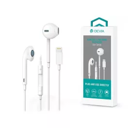   DEVIA UNIVERZÁLIS SZTEREÓ FELVEVŐS FÜLHALLGATÓ - LIGHTNING - STAR SERIES EARBUDS LIGHTNING EARPHONE - FEHÉR