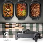 Nedis FCSP110EBK40 elektromos serpenyő, 40 cm családi kivitel, állítható hőmérséklet, cool touch, mosogatógépben mosható