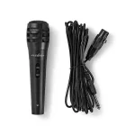 Nedis MPWD15BK dinamikus mikrofon, 5m levehető kábel, 80Hz-12kHz,  600 Omh, 75dB, utazó tok, integrált kapcsoló