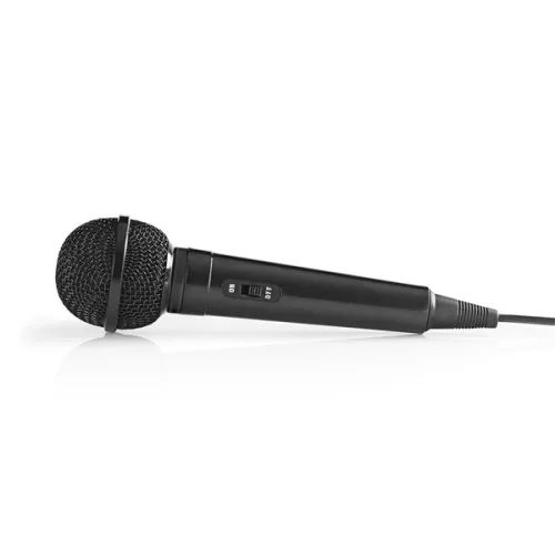 Nedis MPWD01BK dinamikus mikrofon, rögzített kábel  5 m,  80 Hz - 12 kHz  600 Ohm  -75 dB, kapcsoló
