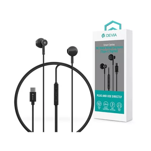 Devia Smart Series M2 Metal In-Ear sztereó fülhallgató - USB-C (Type-C), fekete