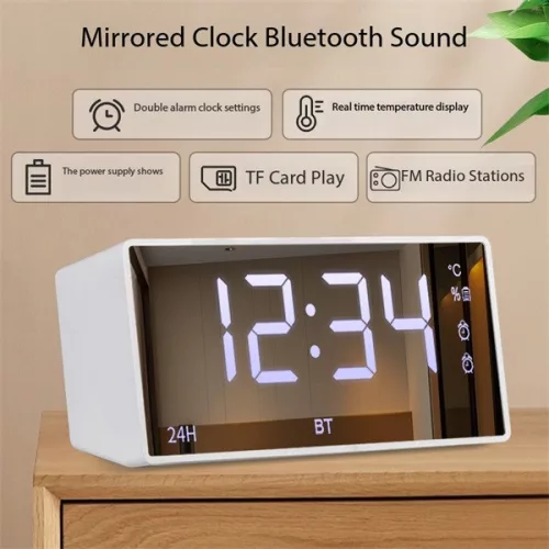 BLACKBIRD Bluetooth Hangszóró 5.1, 3W ébresztő órával DK-M10, Fehér