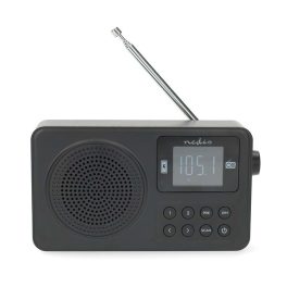   Nedis RDFM2225BK hordozható FM rádió, digitális hangolás, Bluetooth, Fejhallgató kimenet, Ébresztőóra, akkumulátor