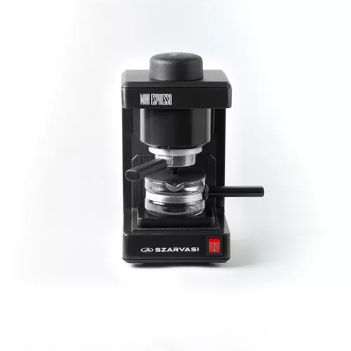 Szarvasi SZV-612/3 Mini presszókávéfőző, fekete,  800W,  2 / 6 személyes kivitel, üveg kiöntő edény, zárócsavar