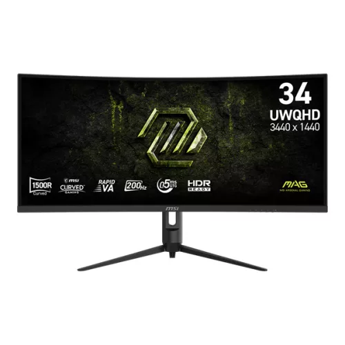 MSI Monitor GAMING MAG 342CQRF E20 Ívelt 34" UWQHD Rapid VA 3440x1440, 200Hz 21:9, 3000:1, 300cd/m2, 0,5ms, 2xHDMI, DP