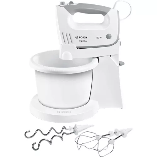 BOSCH MFQ36460 ErgoMixx Tálas kézi mixer, 450W, 5 fokozat, Fehér/Szürke