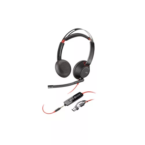 HP POLY fejhallgató Blackwire 5220 sztereó USB-C+3,5 mm-es csatlakozó+USB-C/USB-A adapter (Bulk)