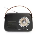 Nedis RDFM2600BK retró FM rádió, Bluetooth® 5.4, AUX bemenet, USB port, 1500 mAh-s lítium-ion akkumulátor