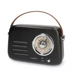 Nedis RDFM2600BK retró FM rádió, Bluetooth® 5.4, AUX bemenet, USB port, 1500 mAh-s lítium-ion akkumulátor