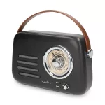 Nedis RDFM2600BK retró FM rádió, Bluetooth® 5.4, AUX bemenet, USB port, 1500 mAh-s lítium-ion akkumulátor