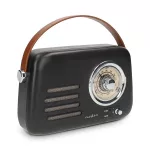 Nedis RDFM2600BK retró FM rádió, Bluetooth® 5.4, AUX bemenet, USB port, 1500 mAh-s lítium-ion akkumulátor