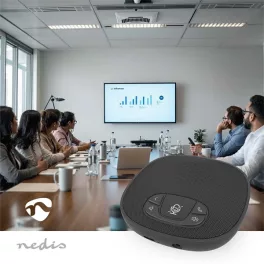   Nedis MICCWS126BK konferencia mikrofon, Bluetooth, mikrofon hatótávolsága: 10 m, akkumulátorról  / USB-ről táplált