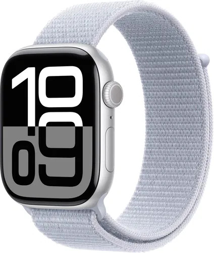 Apple Watch Series 10 GPS 42mm Silver Aluminium Case with Sport Loop - Blue Cloud