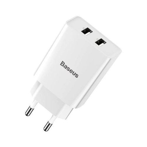 Baseus speed mini adapter, 2x USB, 2A, 10,5W, fehér (CCFS-R02)
