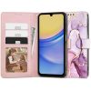 Samsung Galaxy A15 4G / A15 5G SM-A155F / A156B, Oldalra nyíló tok, stand, mágnes csattal, absztrakt márvány minta, TP Wallett Marble, lila/színes