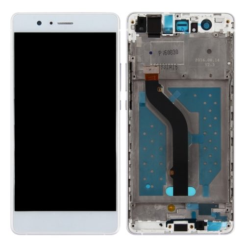 Huawei P8/P9 Lite (2017) kompatibilis LCD modul kerettel, OEM jellegű, fehér, Grade S+