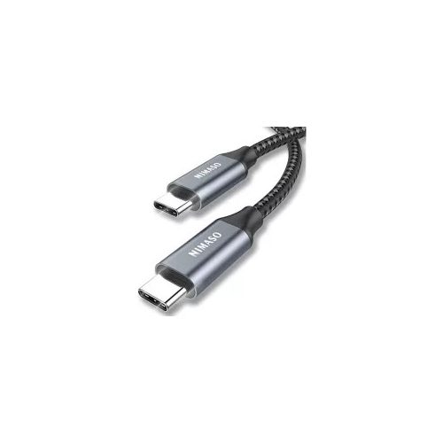 Rampow Type-C - Type-C fonott adatkábel, 1m, 60W, szürke-fekete, RAD14