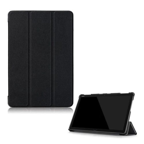  Huawei Mediapad M5 10.1 Lite WIFI Tok álló, bőr hatású (aktív FLIP, oldalra nyíló, TRIFOLD, asztali tartó) FEKETE