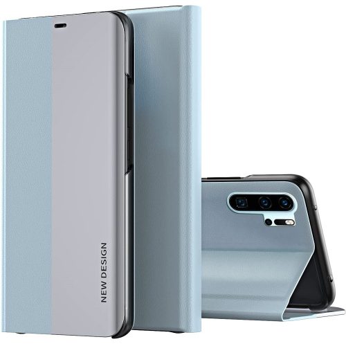 Huawei P40, Oldalra nyíló tok, stand, Wooze Silver Line, világoskék