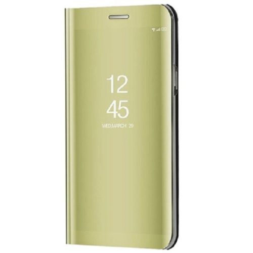 LG K52 / K62, Oldalra nyíló tok, hívás mutatóval, Smart View Cover, arany (utángyártott)