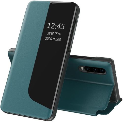 Huawei P20, Oldalra nyíló tok, stand, hívás mutatóval, Wooze FashionBook, zöld