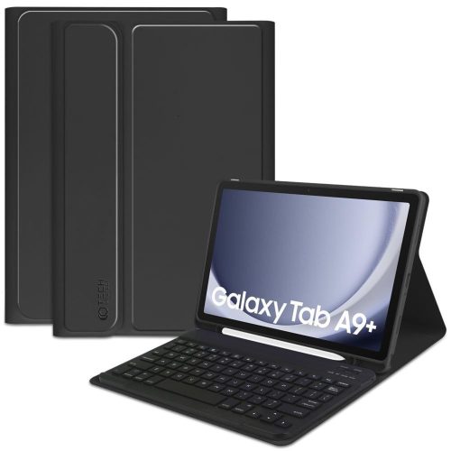 Samsung Galaxy Tab A9 Plus (11.0) SM-X210 / X215 / X216B, Bluetooth billentyűzetes mappa tok, érintőceruza tartó, TP SC Pen + Keyboard, fekete