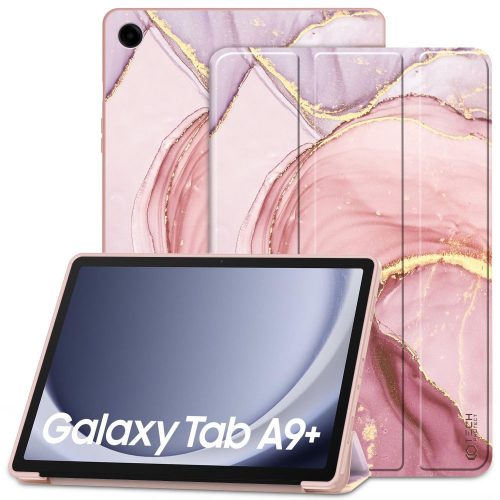 Samsung Galaxy Tab A9 Plus (11.0) SM-X210 / X215 / X216B, mappa tok, márvány minta, Trifold, lila/színes