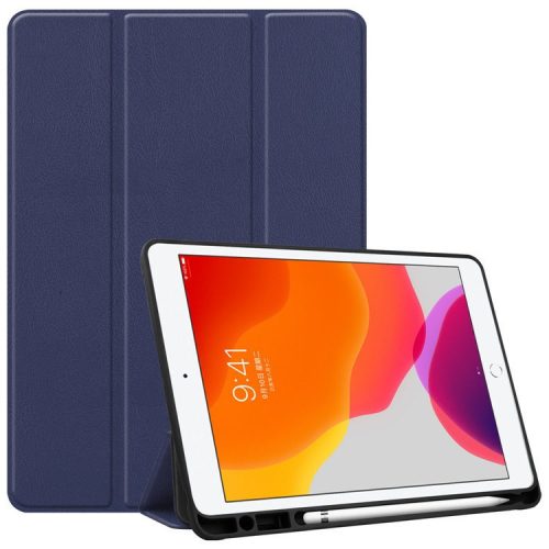 Samsung Galaxy Tab S9 FE (10.9) SM-X510 / X516B, mappa tok, érintőceruza tartóval, Trifold, Wooze Trifold Pencil, sötétkék