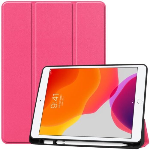 Samsung Galaxy Tab S9 FE Plus (12.4) SM-X610 / X616B, mappa tok, érintőceruza tartóval, Trifold, Wooze Trifold Pencil, magenta