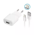 Forever TC-01 1x USB 1A töltő + Lightning kábel fehér
