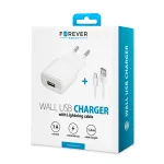 Forever TC-01 1x USB 1A töltő + Lightning kábel fehér