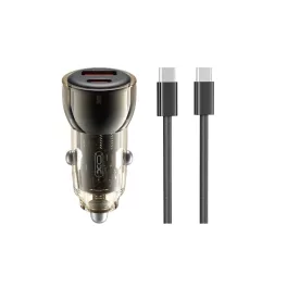  XO CC60 Autós Töltő szett 3A 60W USB-A/USB-C foglalatokkal + USB-C/USB-C kábellel a csomagban