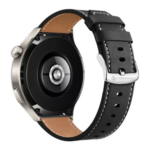 Samsung Galaxy Watch készülékhez Forcell F-Design FS21 lyukacsos környezetbarát bőr 22 mm óraszíj fekete