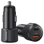 USAMS YT Series CC283 60W autós töltő 1xUSB-A 1xUSB-C fekete