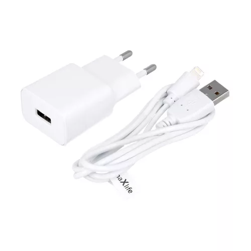 Maxlife MXTC-01 1× USB 2.1A töltő + Lightning kábel fehér