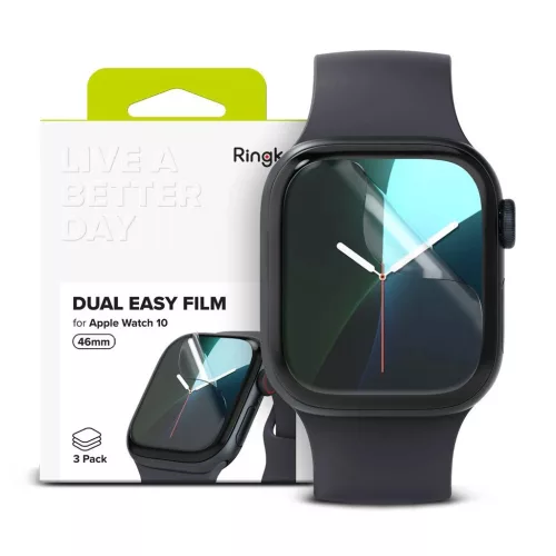 RINGKE Dual Easy 3 db-os Apple Watch S10 / S11 46mm készülékhez védőfólia, átlátszó