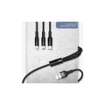 USAMS Braided U5 3-in-1 kábel 1.5m 2A fekete (Lightning/microUSB/USB-C) SJ2193IN101 (US-SJ219)