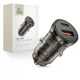   TECH-PROTECT CC01 2-PORT autós töltő PD 45W / QC3.0 fekete