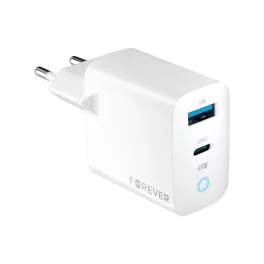   Forever TC-06-45AC GaN PD QC 45W töltő 1× USB-C és 1× USB fehér