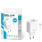 Fali töltő Beline 45W USB-A/USB-C + kábel USB-C BLN2CW45C fehér