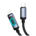 BWOO X324CL fonott gyorstöltőkábel fényjelzővel PD 27W USB-C–Lightning