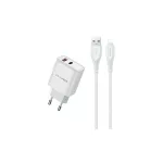 AWEI PD81L-EU 22.5W GaN töltő + USB kábel + Lightning fehér