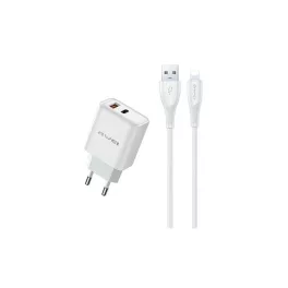   AWEI PD81L-EU 22.5W GaN töltő + USB kábel + Lightning fehér