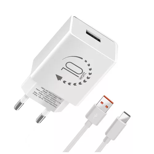 OBAL:ME fali töltő USB-A 10W + USB-A/USB-C kábel 1m fehér