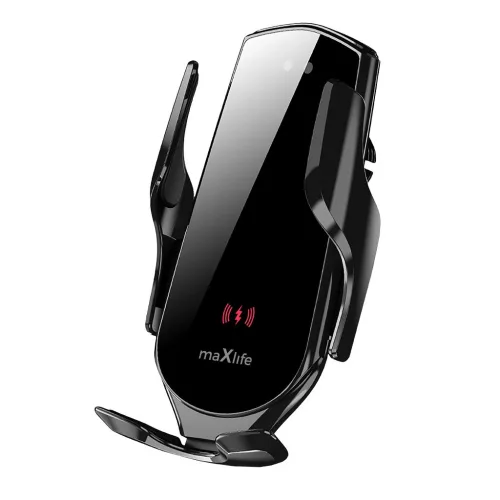 Maxlife automatikus autós telefontartó szellőzőrácsra MXCH-08 15W vezeték nélküli töltéssel, fekete