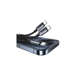 USAMS kábel 2in1 2xUSB-C 72W 1.2m alumínium ötvözet adatkábel Sufeng Series SJ740USB101 (US-SJ7)