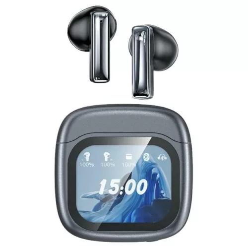 AWEI TP100 ENC vezeték nélküli fejhallgatók Bluetooth 5.4 TWS + dokkoló állomás fekete