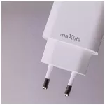 Maxlife MXTC-06-20AC PD QC 20W gyorstöltő 1× USB-C, 1× USB + USB-C–Lightning kábel 20W fehér